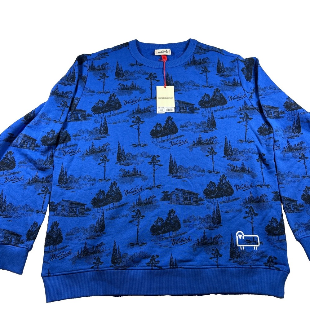 Woolrich x Target Blue Toile Print Sweatshirt Outdoor Sweater Mens XL Tall NWT
